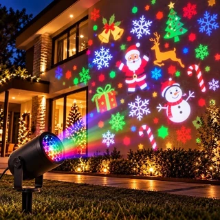 Projetor LED Natalino com Desenhos 3D Bivolt para Decoração de Natal