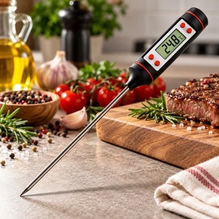 Termômetro Digital Espeto Culinário Alimento E Bebida