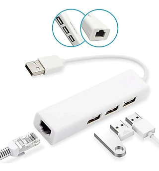 Hub Com 3 Portas Usb Entrada Rj45 10100 Mbps Linux Usb Turbo 5gbps 4 Portas Ubs 3.0 2.0 Super Rápido