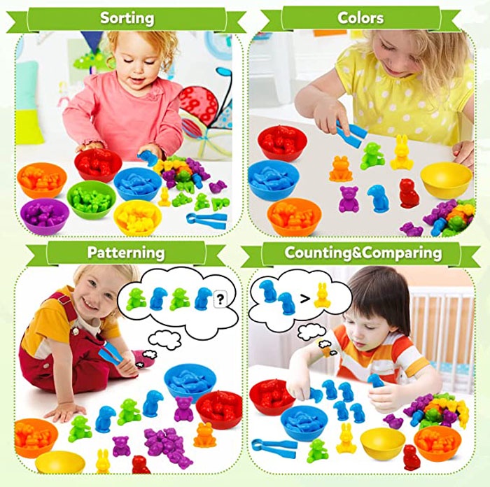 Contagem Dinossauros Brinquedos Correspondência Jogos Para Crianças Com  Ordenação Tigelas Sensorial Brinquedos Cor Classificação Jogos Set  Aprendizagem Precoce Pré-Escolar Montessori Brinquedos Educativos Para 3 4  5 Velho