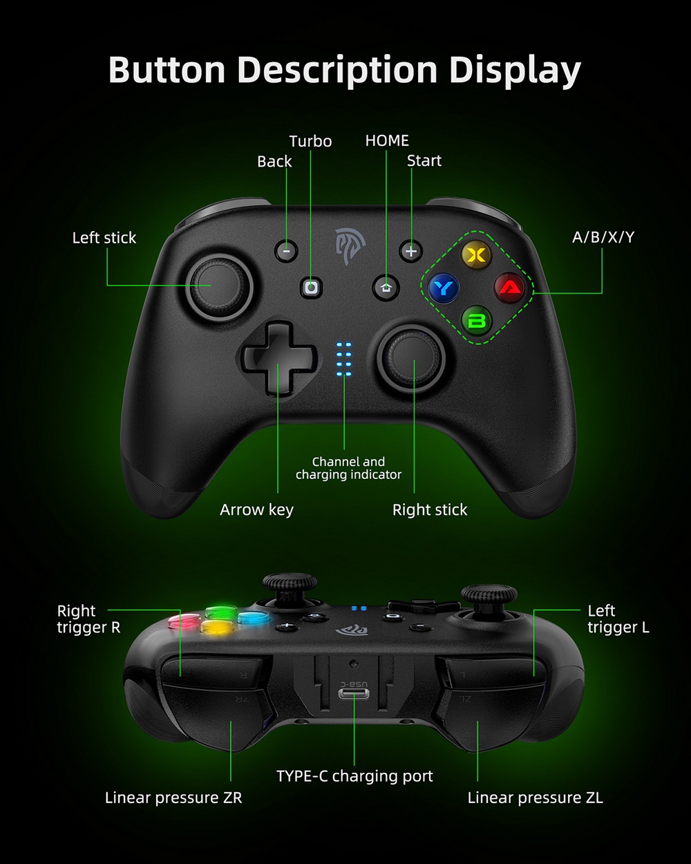 EasySMX-controlador de jogos sem fio, gamepad bluetooth, Steam