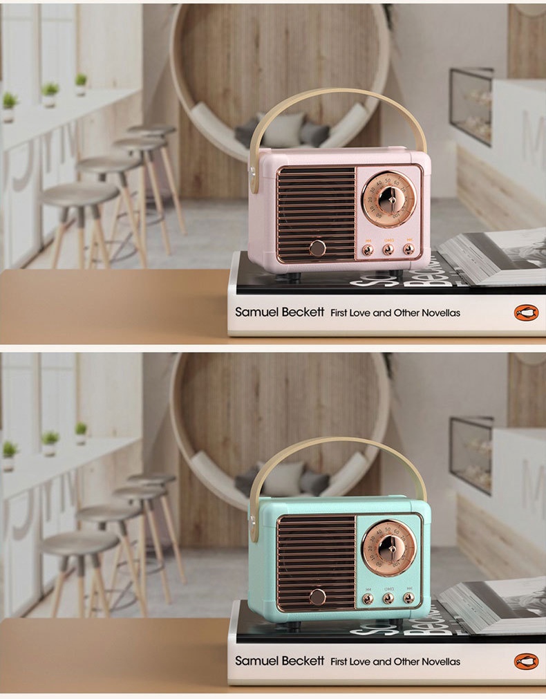 Retro Bluetooth Speaker U Disco TF Card Com FM Creative Gift Mini Caixa ...