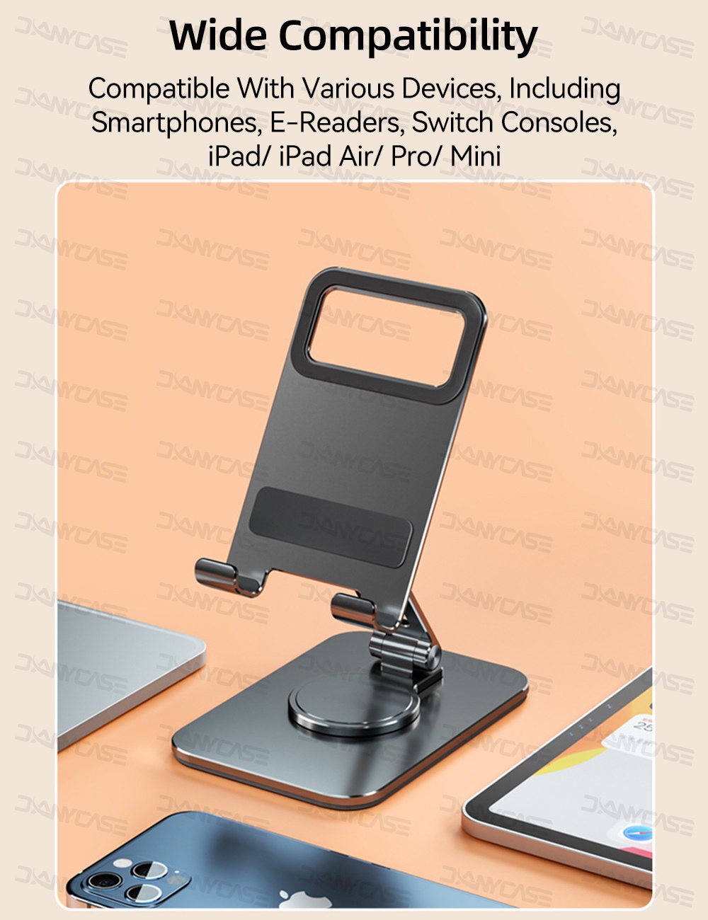 Suporte para tablet SZGuanYep 360° giratório ajustável de alumínio portátil  dobrável desktop tablet/Suporte para celular compatível com iPad Pro 12.9,  iPad Air Mini 6 5 4 3 2 (Cinza)