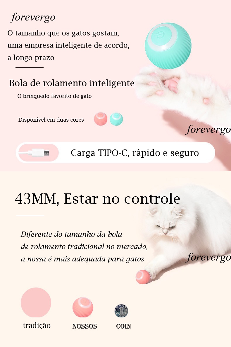 bola gato USB - bola 360 graus auto-rotativa - animal recarregável USB,  presente exercício entretenimento para gatos, gatinhos, brinquedos  elétricos para animais estimação Uwariloy