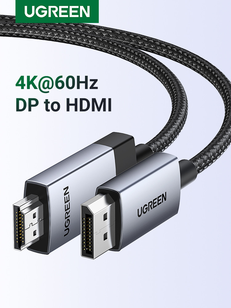 Cabo De Liga De Alumínio Ugreen 4K 60Hz DP Para HDMI 3D HDR Trançado De ...