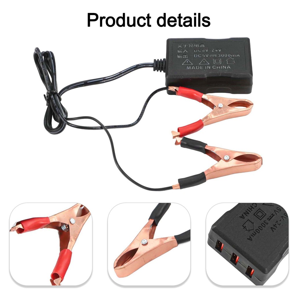 [WDFU] Conversor DC Com Clipe De Bateria 12V 24V A 5V Abaixador USB ...