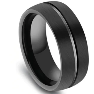 Anel Preto Titânio Fosco Aço Inoxidável Magnética Equilíbrio