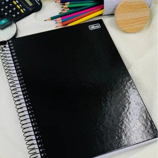 Caderno Escolar zip Capa Dura Preto 10 Matérias capa preta 160 Folhas Tilibra