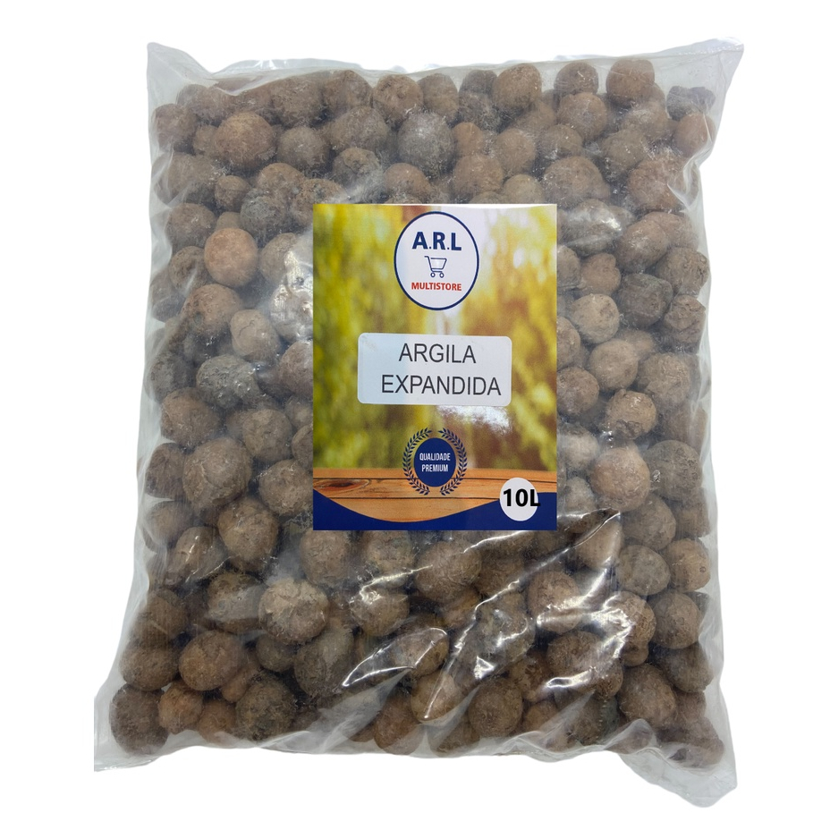 Argila Expandida Saco com 10 Litros / 4 KG - Paisagismo Drenagem Vasos Jardim Decoração - Tam 3222