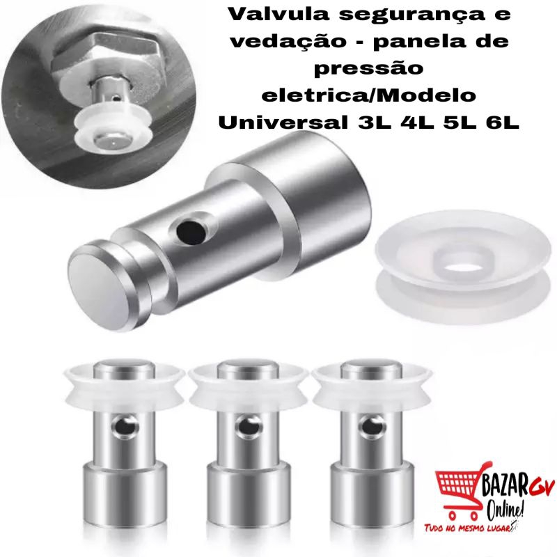 kit 3 Valvulas de segurança e vedação - panela de pressão eletrica/Modelo Universal 3L 4L 5L 6L