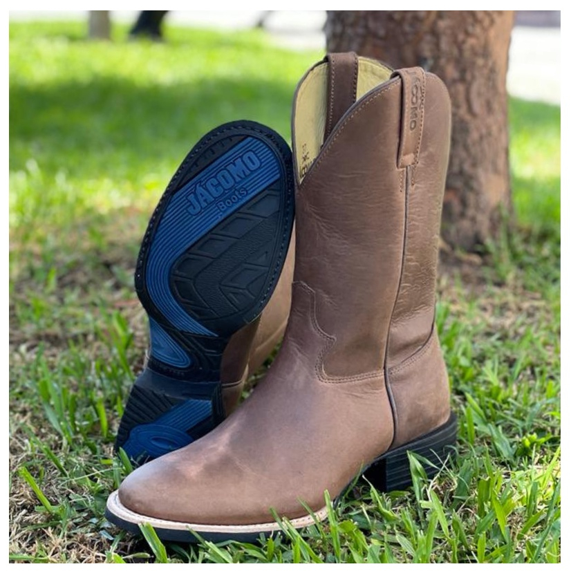 Bota Country Texana Masculina Jácomo Original Marrom Couro Legítimo ...