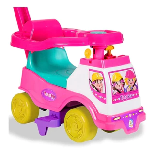 Triciclo Totoka Rosa Moto Plus Tractor Empurrador Apoio P/ pés Menina - Cardoso Toys