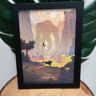 Quadro decorativo com moldura e vidro Shadow of Colossus pôster gamer geek nerd