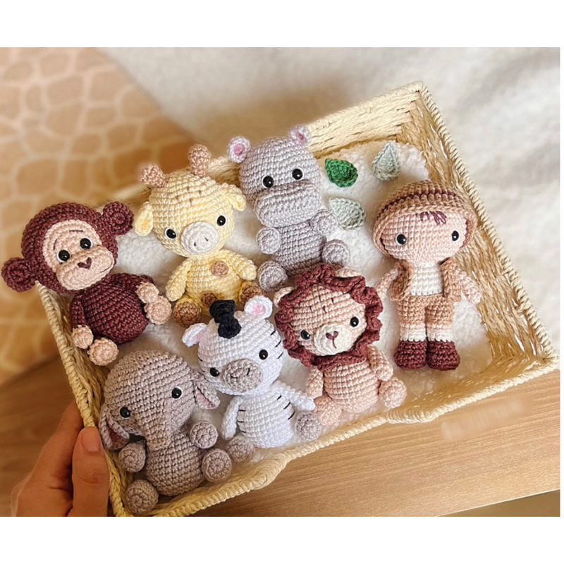 kit amigurumi safari baby completo crochê decoração quarto infantil