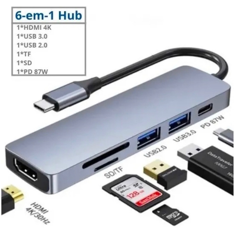 Hub Essager Adaptador 7x1 Usb-c Hdmi 4k Usb 3.2 Pd 60w Sd Tf - Hub