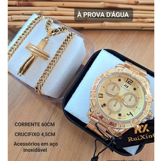 Relógio Masculino De Pulso Grande Dourado Com Pulseira Corrente Masculina  Ideal Para Presente - Relógios - Relógio Masculino - Magazine Luiza