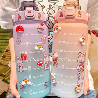 Garrafa de Água com Adesivos 3D Motivacional Squeeze Capacidade  2L e 900ML
