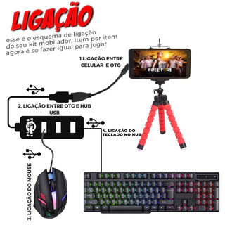 Kit Mobilador Gamer RGB Completo Promoção Para Celular Com Teclado RGB + Mouse Óptico em Oferta na Shopee