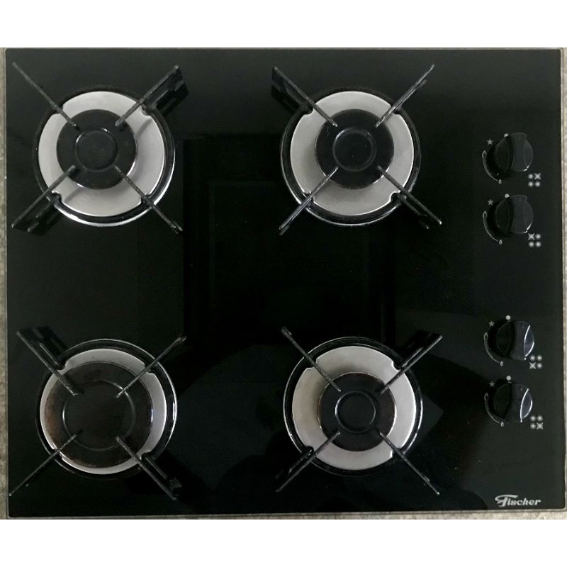 Fogão de Embutir/ Cooktop Fischer 4 bocas Vidro Preto Usado Shopee