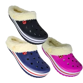 Chinelo Sapato Pantufa Babuche Forrado Preto De Inverno Pelúcia Pelinho Chumbo Similar Croc Com Pêlo Leve e Macio
