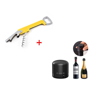 Kit Tampa e Abridor Rosca de Vinho