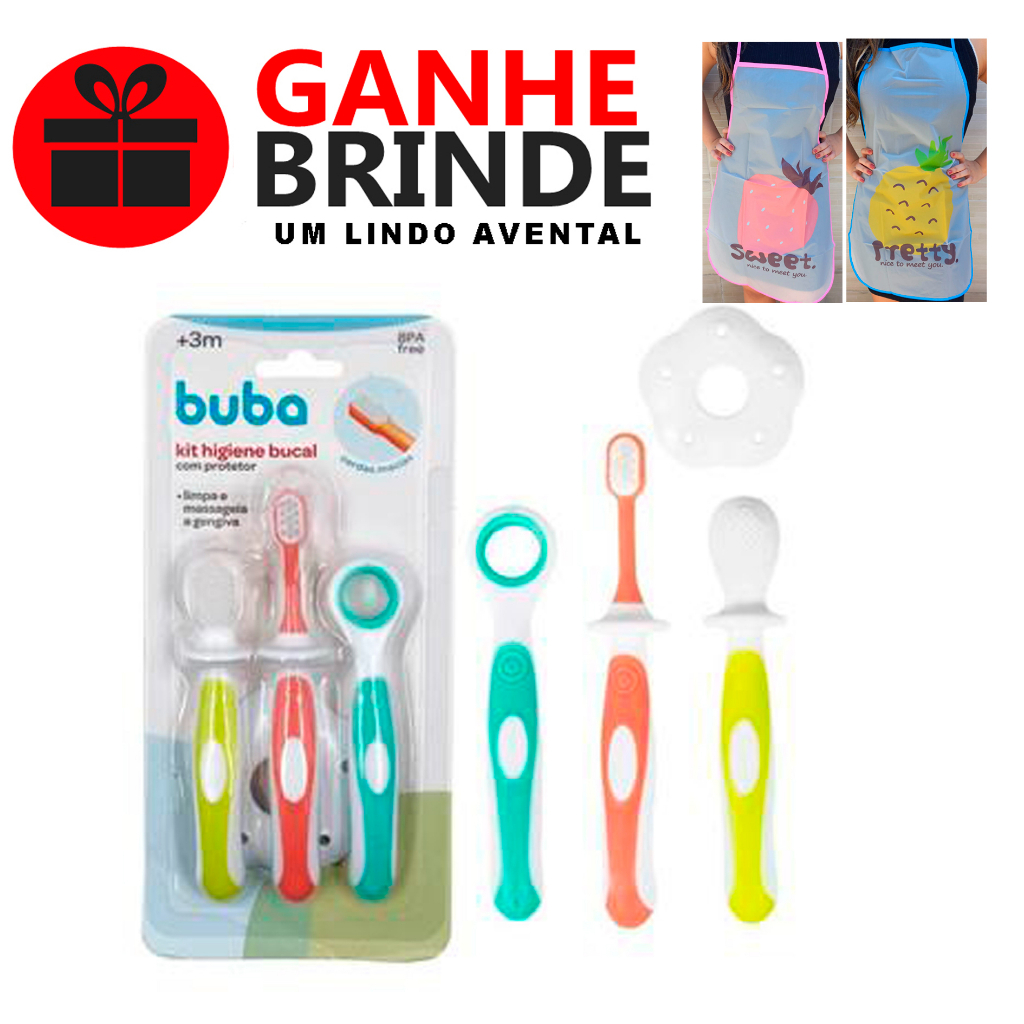 Kit Higiene Bucal Bebê Completo Buba Massageador Escova | Shopee Brasil