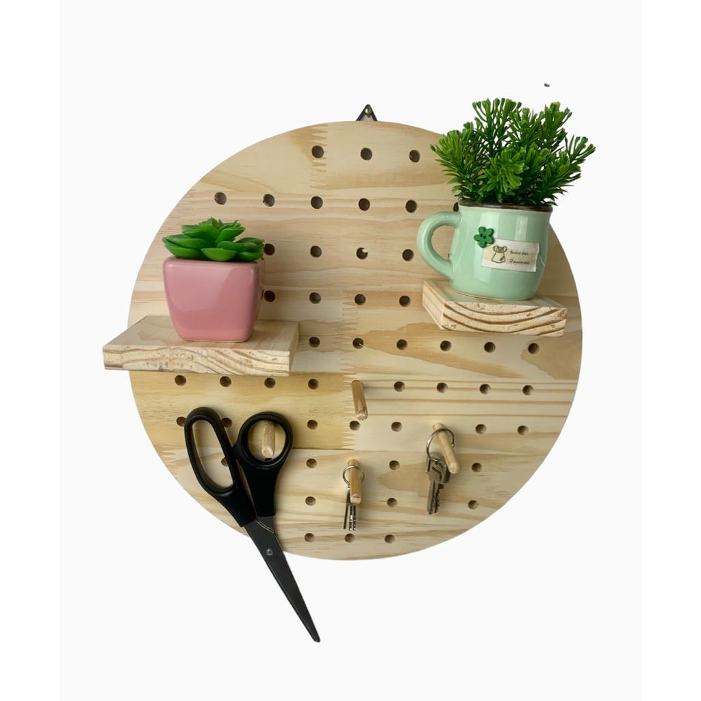 Painel Pagboard Prateleira Redonda madeira Pinus