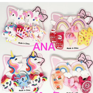 Kit 8 Peças elástico+laco de cabelo infantil modelos aleatorios desenho borracha em Oferta na Shopee