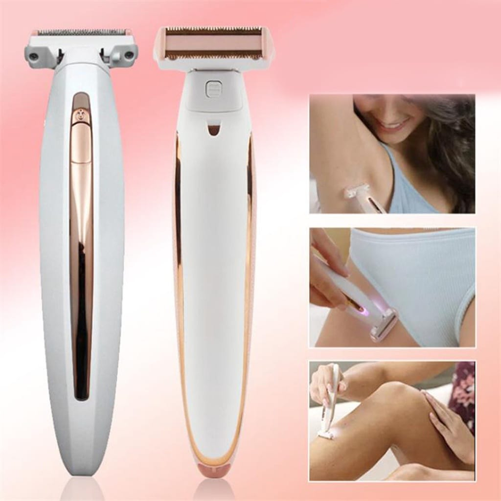 Depilador Elétrico Feminino Íntimo/Corporal, Aparador De Pelos, Seco E Molhado USB