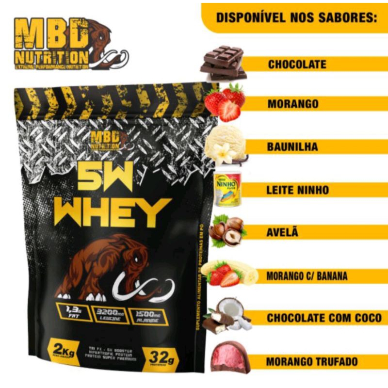 Whey Protein 5w MBD Nutrition Refil 2kg (proteína concentrada Isolada)
