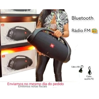 Caixa de Som Boombox Grande Bluetooth Rádio FM, caixa de som portátil