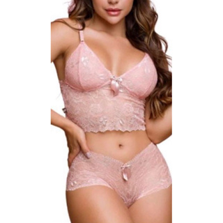 Conjunto Lingerie Espera Marido Rosa Pink Sem Bojo - Prissy Mix