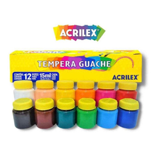 Tinta Guache Acrilex Tempera Guache 12 Potes 15ml Cada