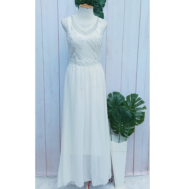 Vestido Branco Longo Festa Casamento P/M | Shopee Brasil