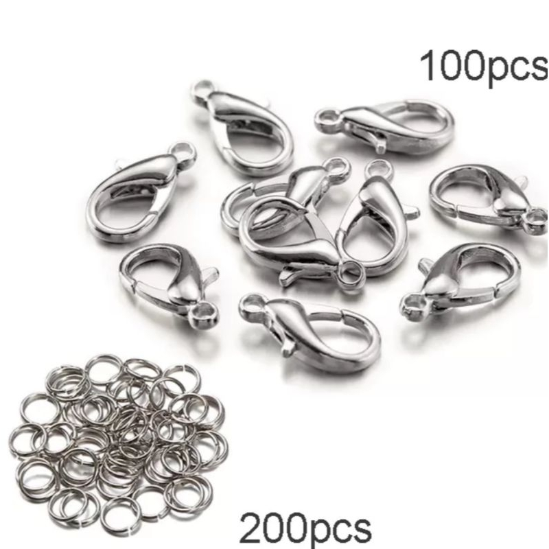 fecho lagosta com argola para Bijuteria - prata - 10mm 300 peças