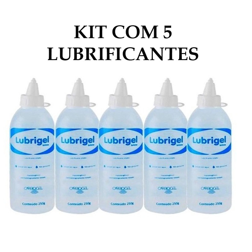 Kit Com 5 Gel Lubrificante Íntimo á Base de água Lubrigel 250g ...