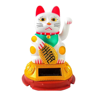 Gato Branco eDourado Da Sorte Manekineko Recaregável Solar Prospero