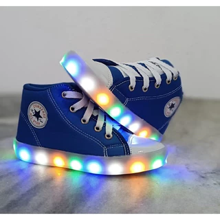 Botinha Infantil Led Bota Calçado Infantil Led All Star Azul