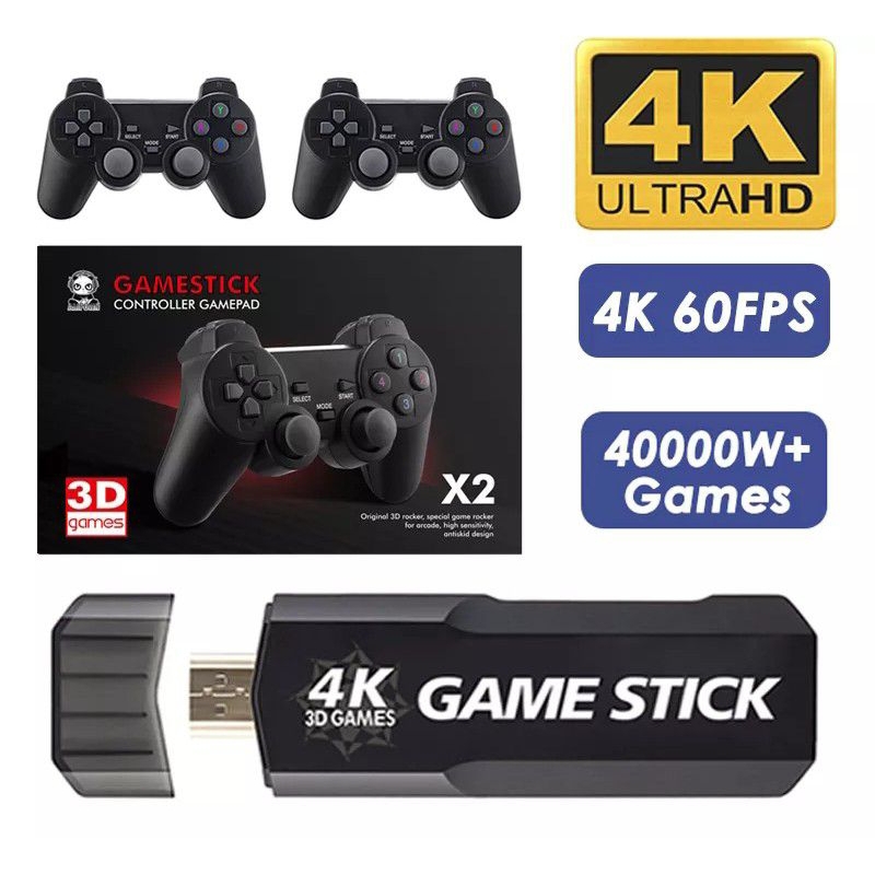 GD10 Retrô console game stick 4K dois controles sem fio 15000 30000 40000 jogos