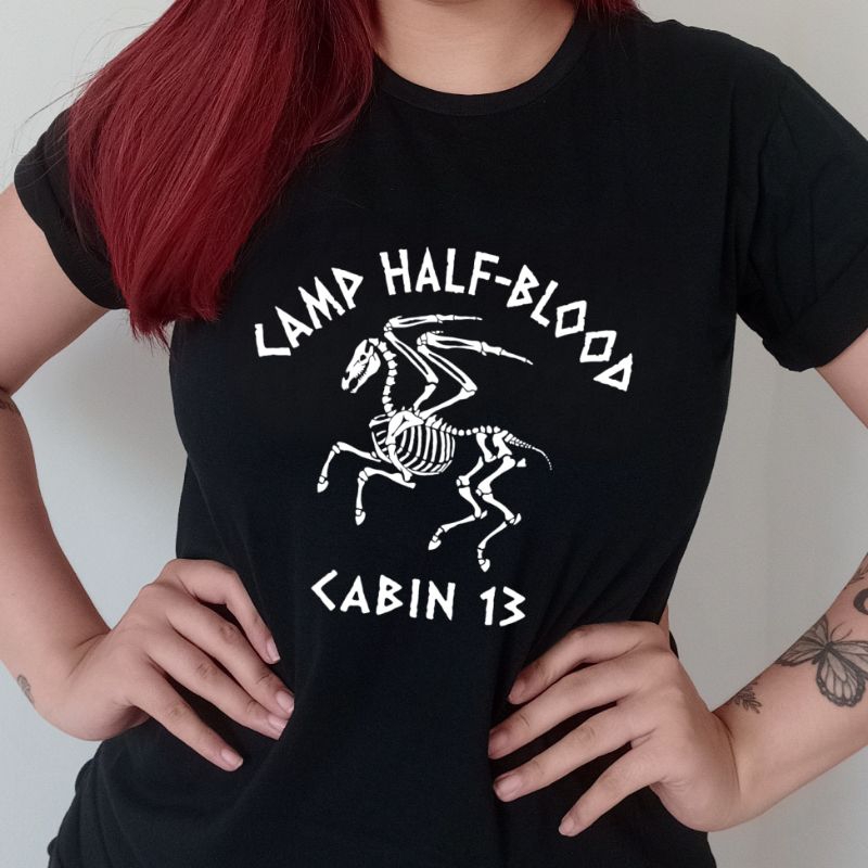 Camiseta Raglan Camp Half Blood / Acampamento Meio-Sangue / Percy Jackson -  Cor Laranja Manga Preta em Promoção na Americanas