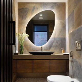 Espelho Orgânico Com Led, Espelho Abstrato Irregular Diferente Decorativo Moderno Led Luz Com Moldura Suporte Para Pendurar
