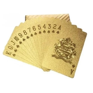 Jogo de Baralho Dourado Plástico 54 Cartas + caixinha
