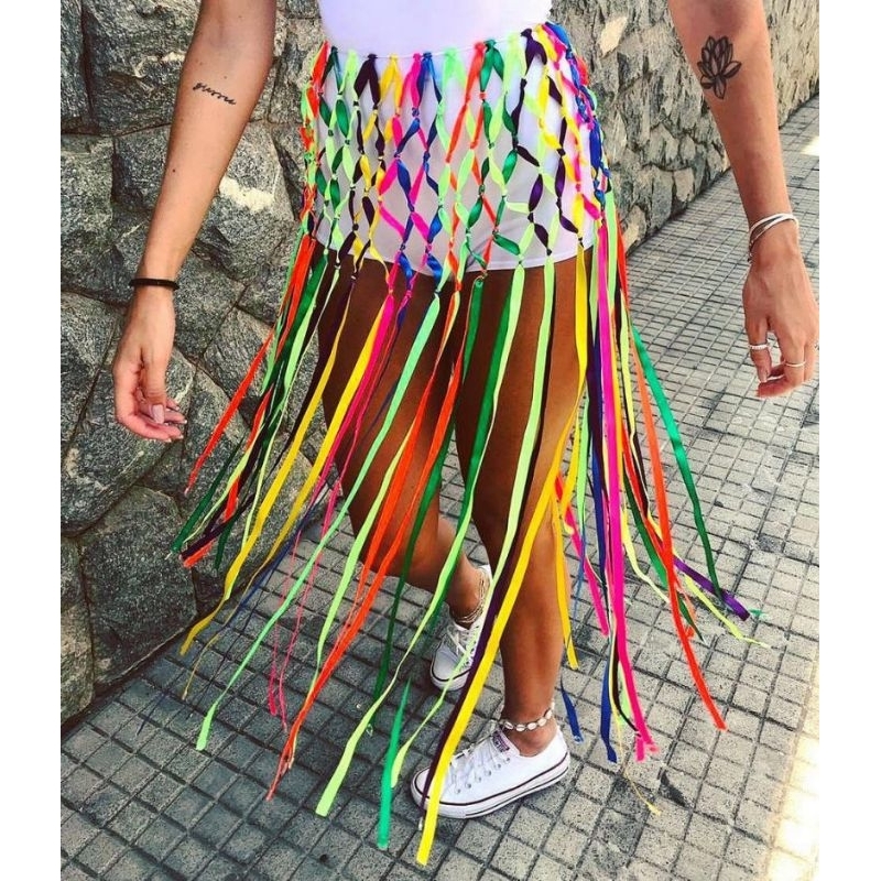 saia de fita de cetim carnaval - colorida | Shopee Brasil