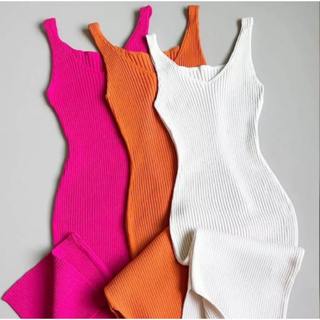 Vestido Regata MIDI Decote V Canelado Com Fenda Lateral Tricot Modal Premium Alta Qualidade