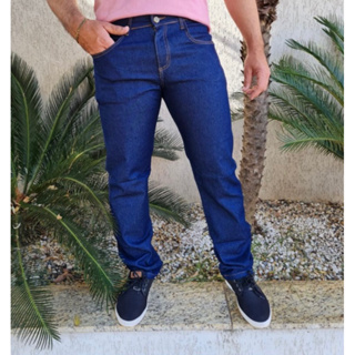 Calça Masculina Jeans Com Elastano Básica Tradicional Serviço Trabalho -  Azul