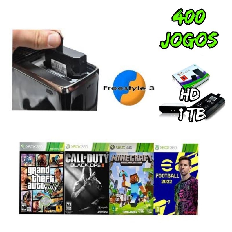 HD de 500 GB com Freestyle e Lotado de jogos para Xbox 360