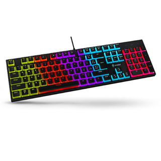 Teclado mecânico Gamer Led RGB Rainbow USB Compacto Switch Azul DAWN EG-214 Evolut