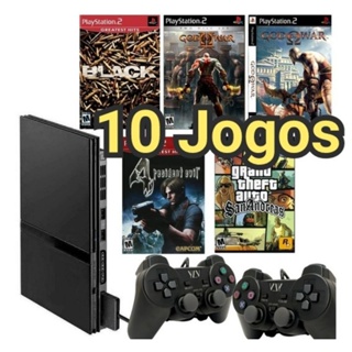 Playstation 2 Play desbloqueado + 2 Controles + 10 Jogos + Memórie card