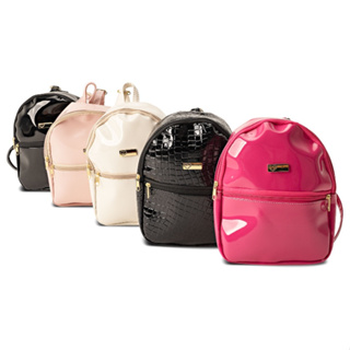 Mini Mochila feminina Em Verniz de Alta Qualidade
