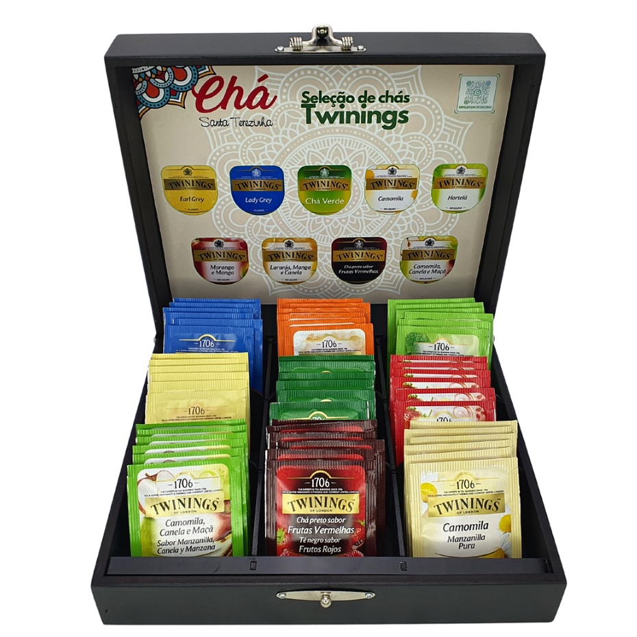 Cha Premium Caixa De Madeira Mix 09 Blends Twinings - 54 Sachês